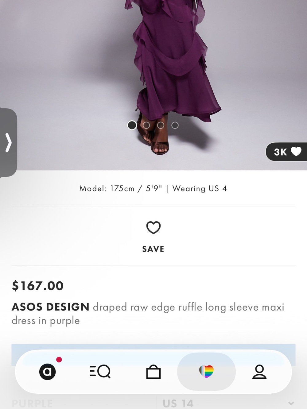 ASOS Purple Ruffled Maxi Dress - Picture 2 of 2